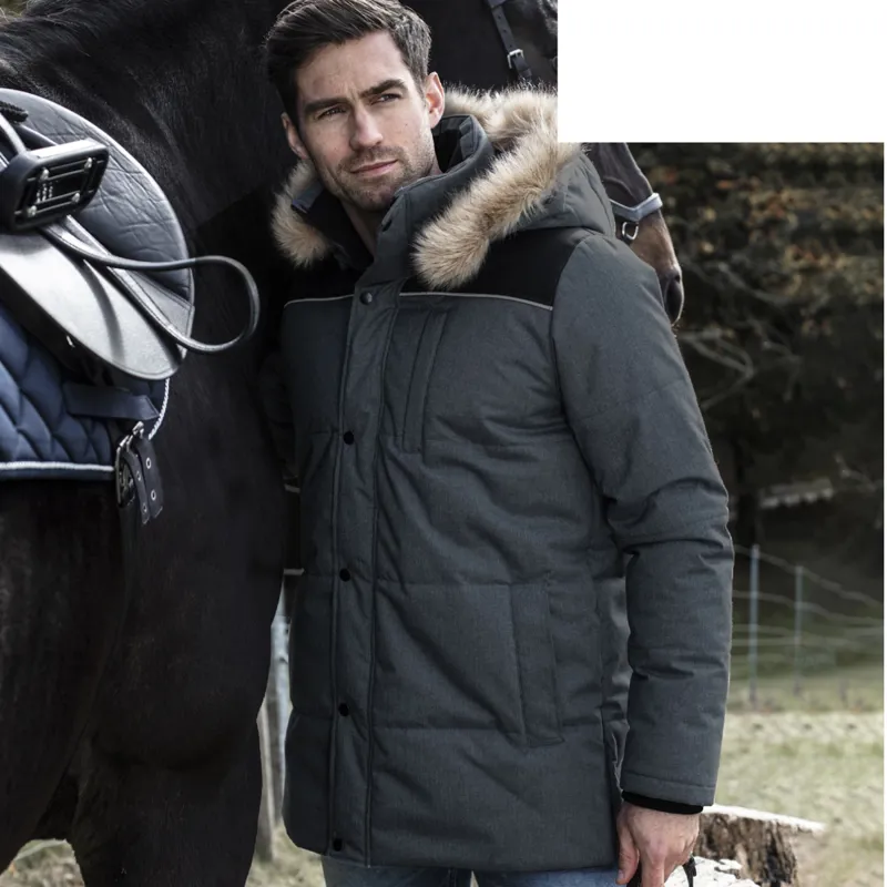Horseware Padded Parka with Removable Hood - Black Melange